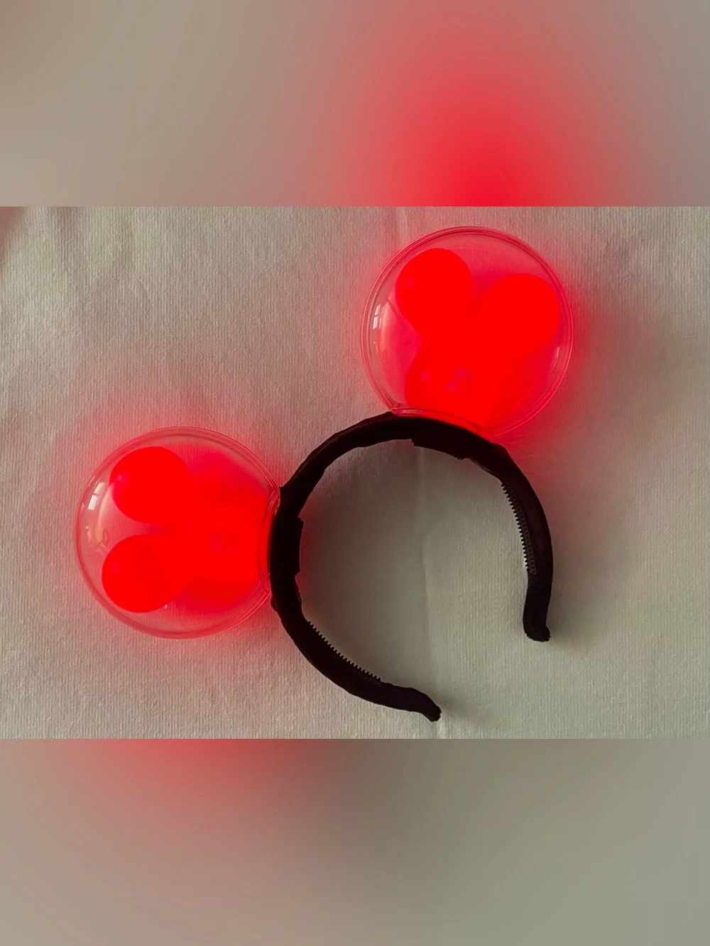 Mickey Ear Headband with Light Up Red Mickey Bubble Balloon Ears
